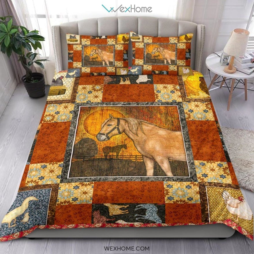 Farm Art Quilt Bedding - Duvet Cover And Pillowcase Set - Unique Design Amazing Gift