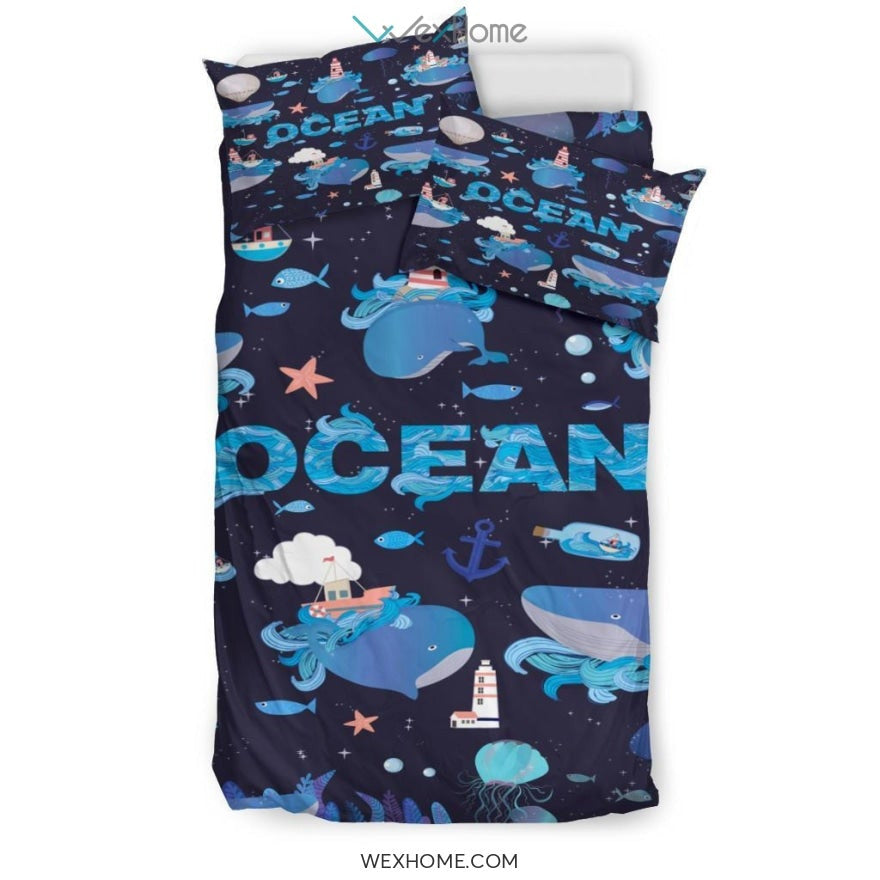 Ocean Dark Bedding - Duvet Cover And Pillowcase Set - Unique Design Amazing Gift