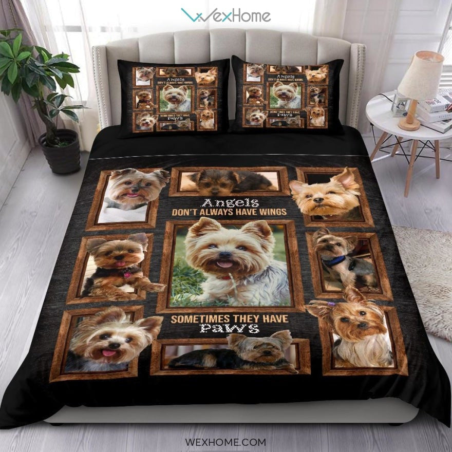 Quilt Yorkie Angels Don'T Always Have Wings Bedding - Duvet Cover And Pillowcase Set - Unique Design Amazing Gift