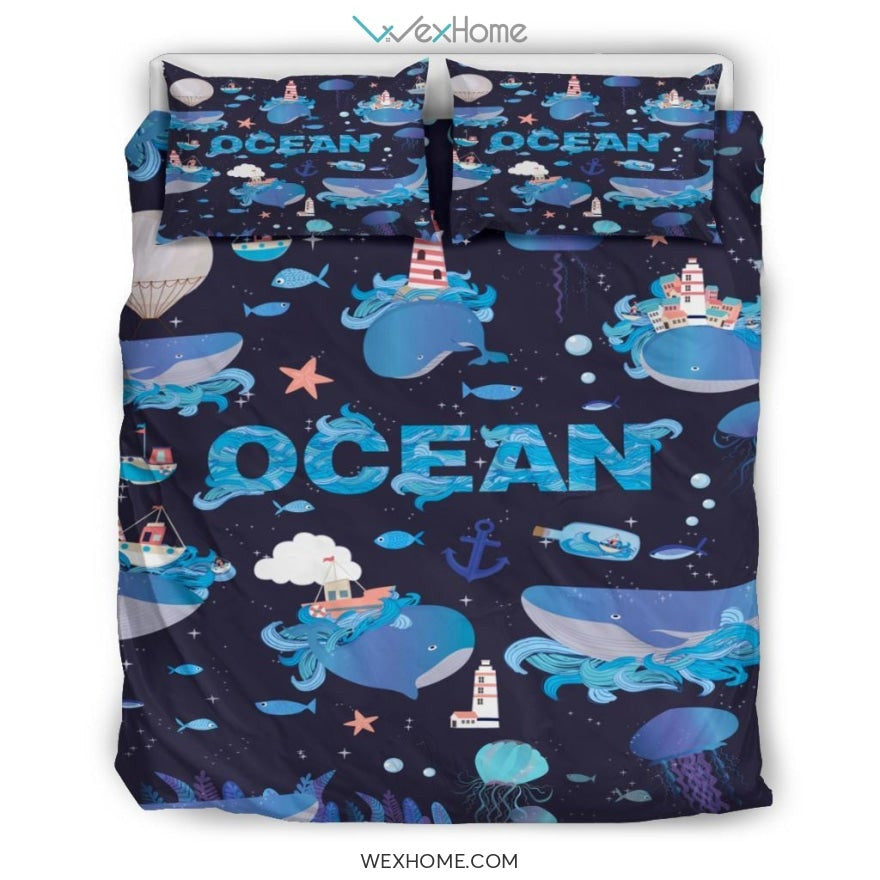 Ocean Dark Bedding - Duvet Cover And Pillowcase Set - Unique Design Amazing Gift