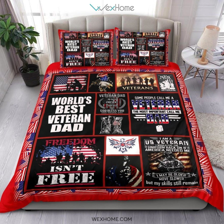Veteran Army Us Quilt Bedding - Duvet Cover And Pillowcase Set - Unique Design Amazing Gift
