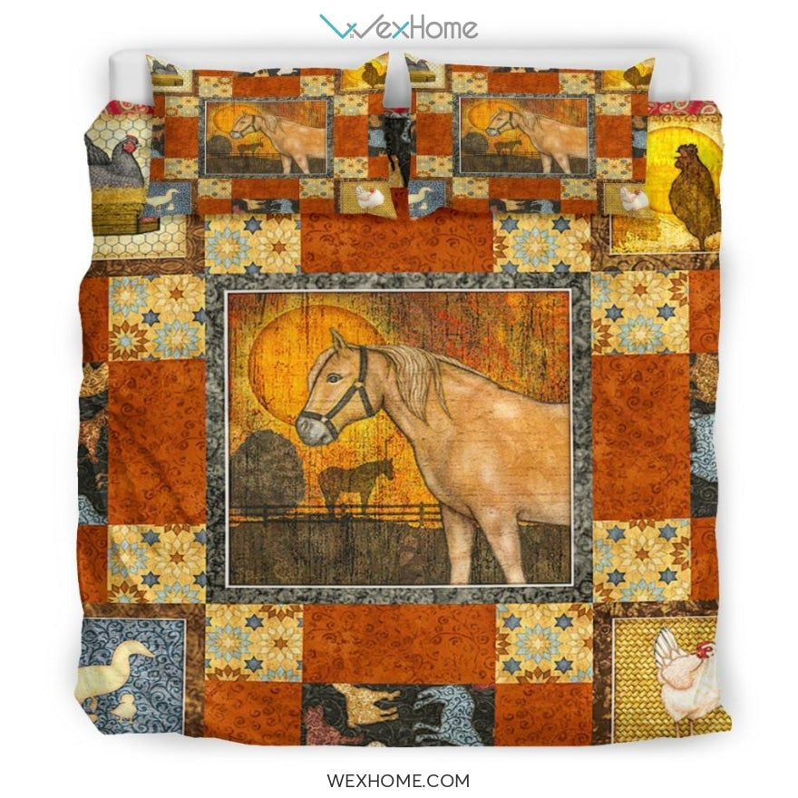 Farm Art Quilt Bedding - Duvet Cover And Pillowcase Set - Unique Design Amazing Gift