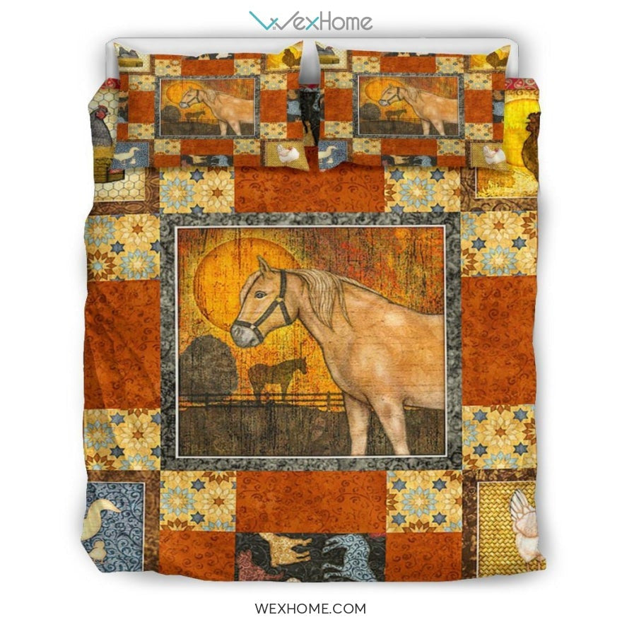 Farm Art Quilt Bedding - Duvet Cover And Pillowcase Set - Unique Design Amazing Gift