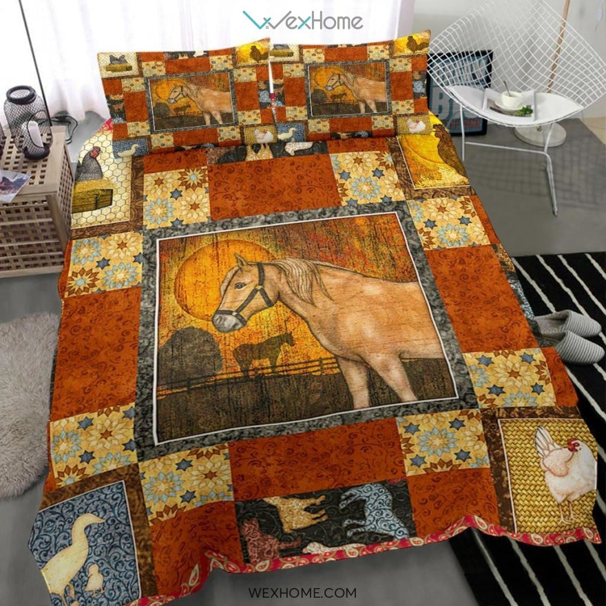 Farm Art Quilt Bedding - Duvet Cover And Pillowcase Set - Unique Design Amazing Gift