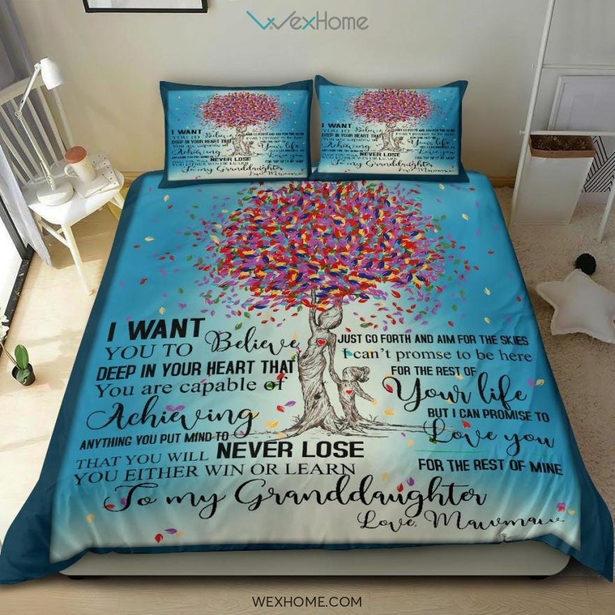 To My Grand Daughter Tree Bedding - Duvet Cover And Pillowcase Set - Unique Design Amazing Gift