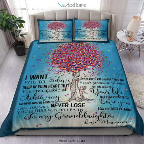 To My Grand Daughter Tree Bedding - Duvet Cover And Pillowcase Set - Unique Design Amazing Gift
