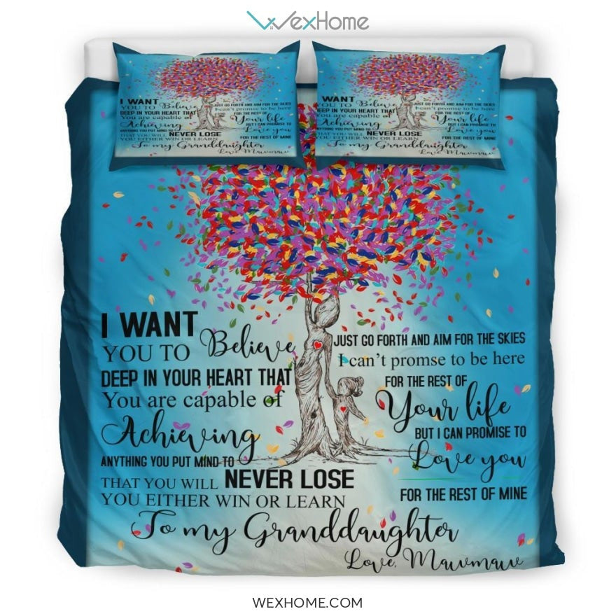 To My Grand Daughter Tree Bedding - Duvet Cover And Pillowcase Set - Unique Design Amazing Gift