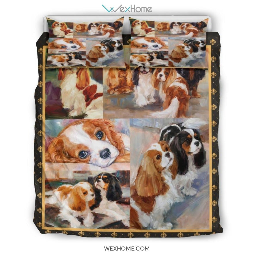 Limited Edition Quilt Cavalier King Charles Spaniel Dog Bedding - Duvet Cover And Pillowcase Set - Unique Design Amazing Gift