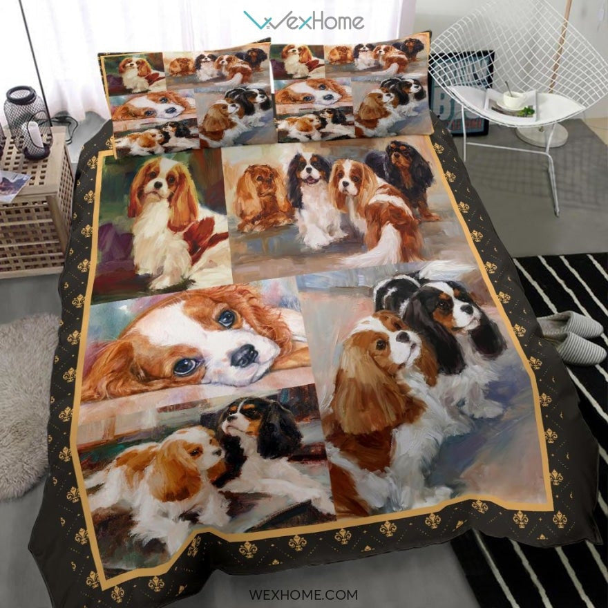 Limited Edition Quilt Cavalier King Charles Spaniel Dog Bedding - Duvet Cover And Pillowcase Set - Unique Design Amazing Gift