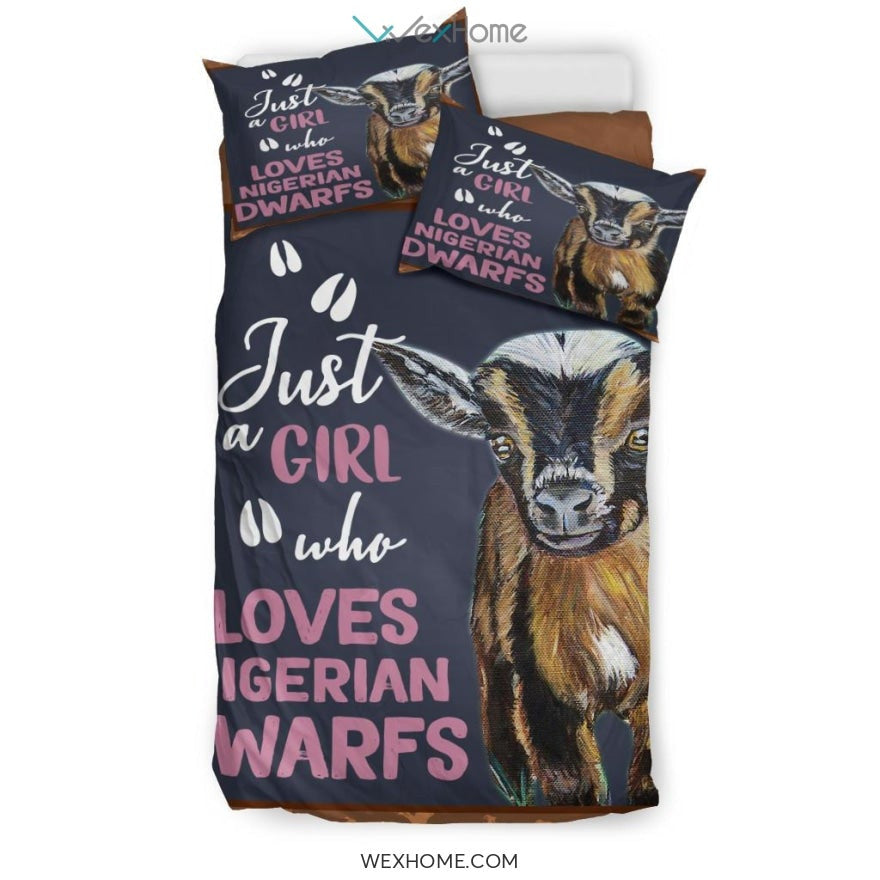 Just A Girl Who Love Goat Bedding - Duvet Cover And Pillowcase Set - Unique Design Amazing Gift