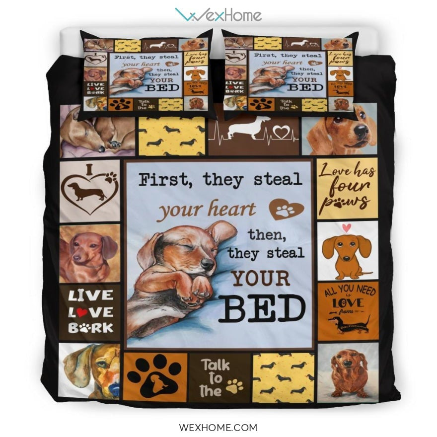 Quilt Dachshund Bedding - Duvet Cover And Pillowcase Set - Unique Design Amazing Gift