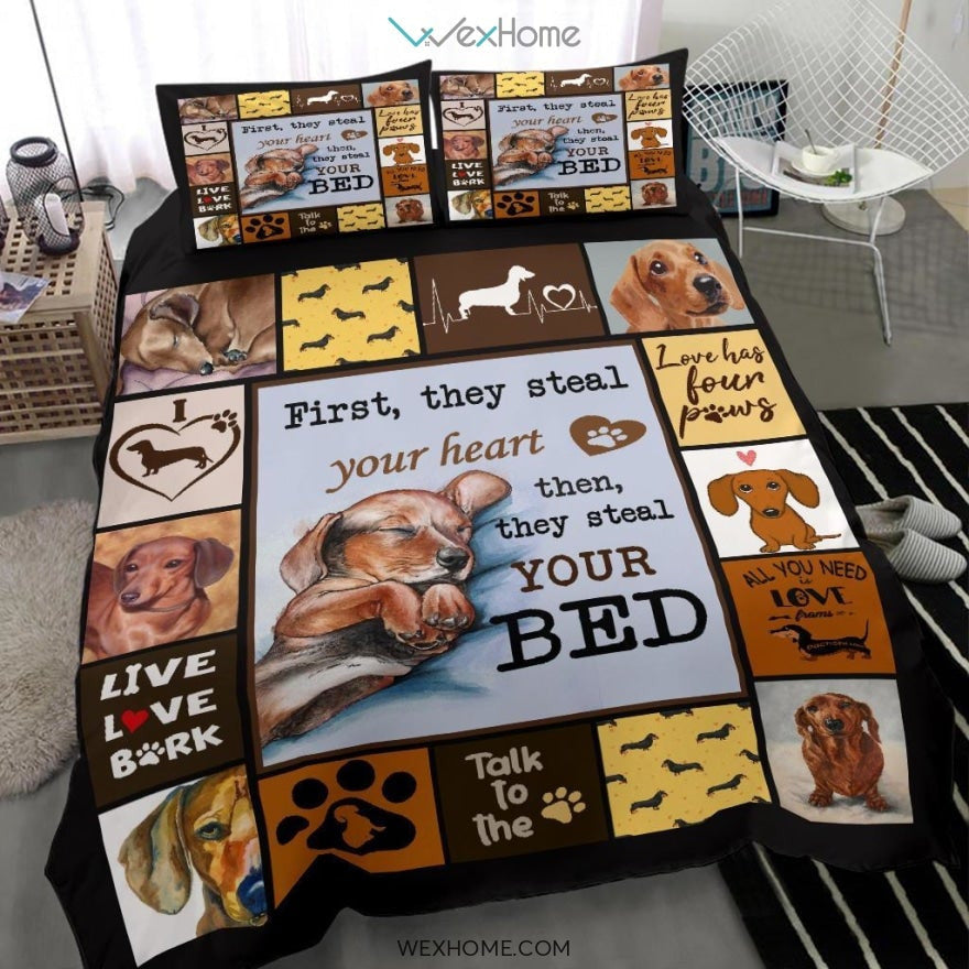 Quilt Dachshund Bedding - Duvet Cover And Pillowcase Set - Unique Design Amazing Gift