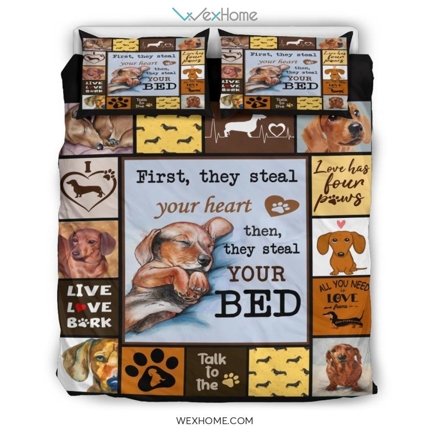Quilt Dachshund Bedding - Duvet Cover And Pillowcase Set - Unique Design Amazing Gift