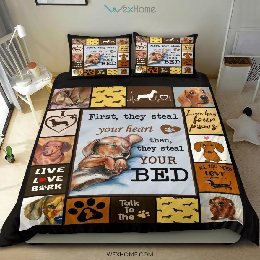 Quilt Dachshund Bedding - Duvet Cover And Pillowcase Set - Unique Design Amazing Gift