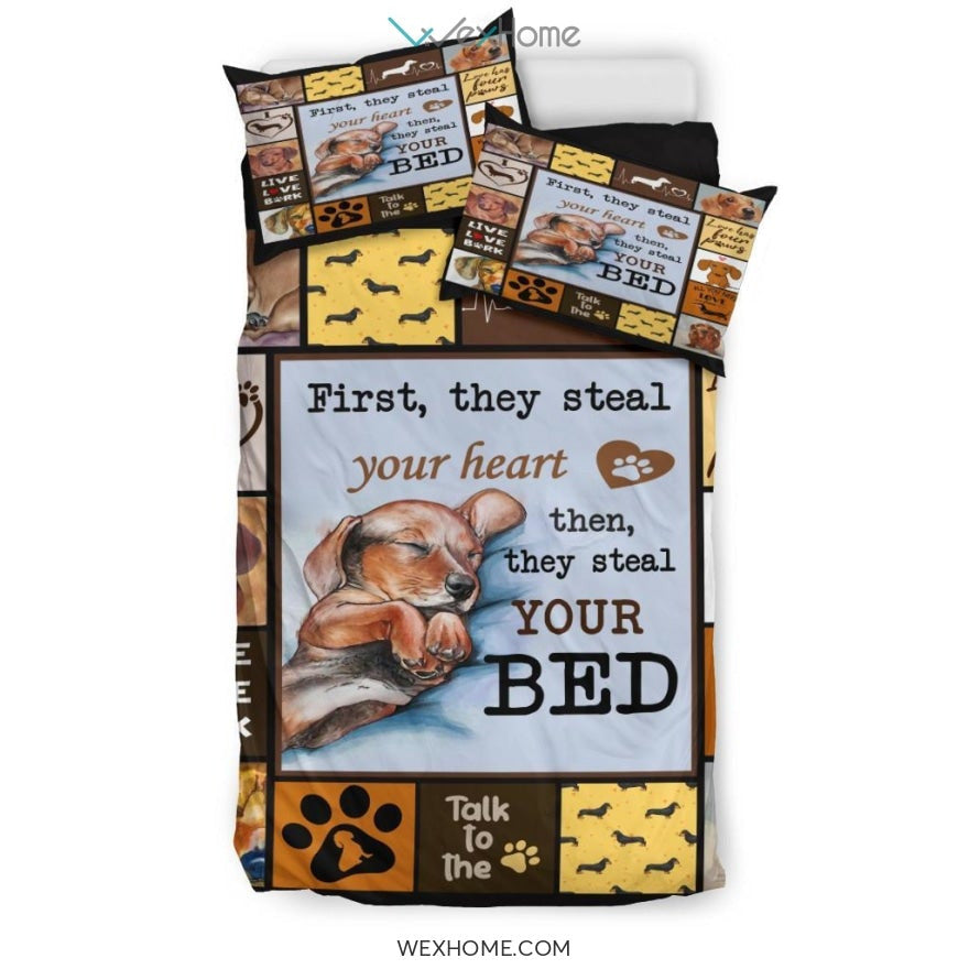 Quilt Dachshund Bedding - Duvet Cover And Pillowcase Set - Unique Design Amazing Gift