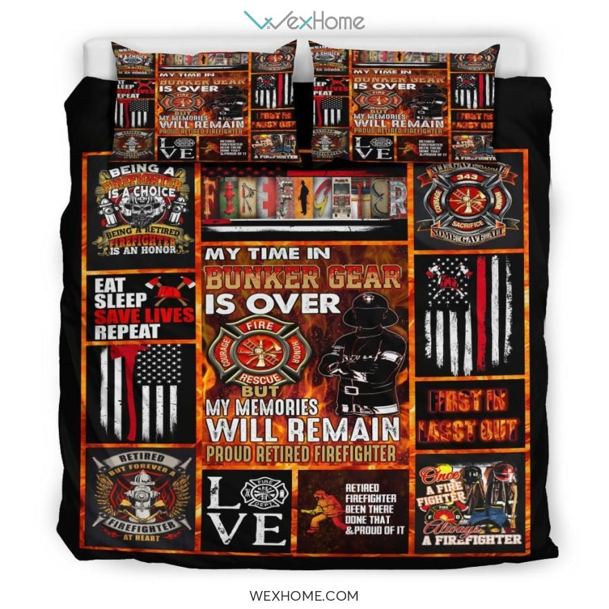 Firefighter Quilt Bedding - Duvet Cover And Pillowcase Set - Unique Design Amazing Gift