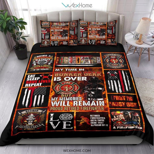 Firefighter Quilt Bedding - Duvet Cover And Pillowcase Set - Unique Design Amazing Gift