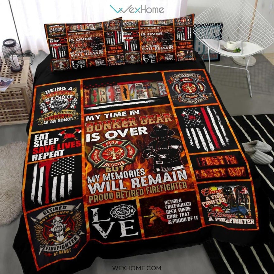 Firefighter Quilt Bedding - Duvet Cover And Pillowcase Set - Unique Design Amazing Gift