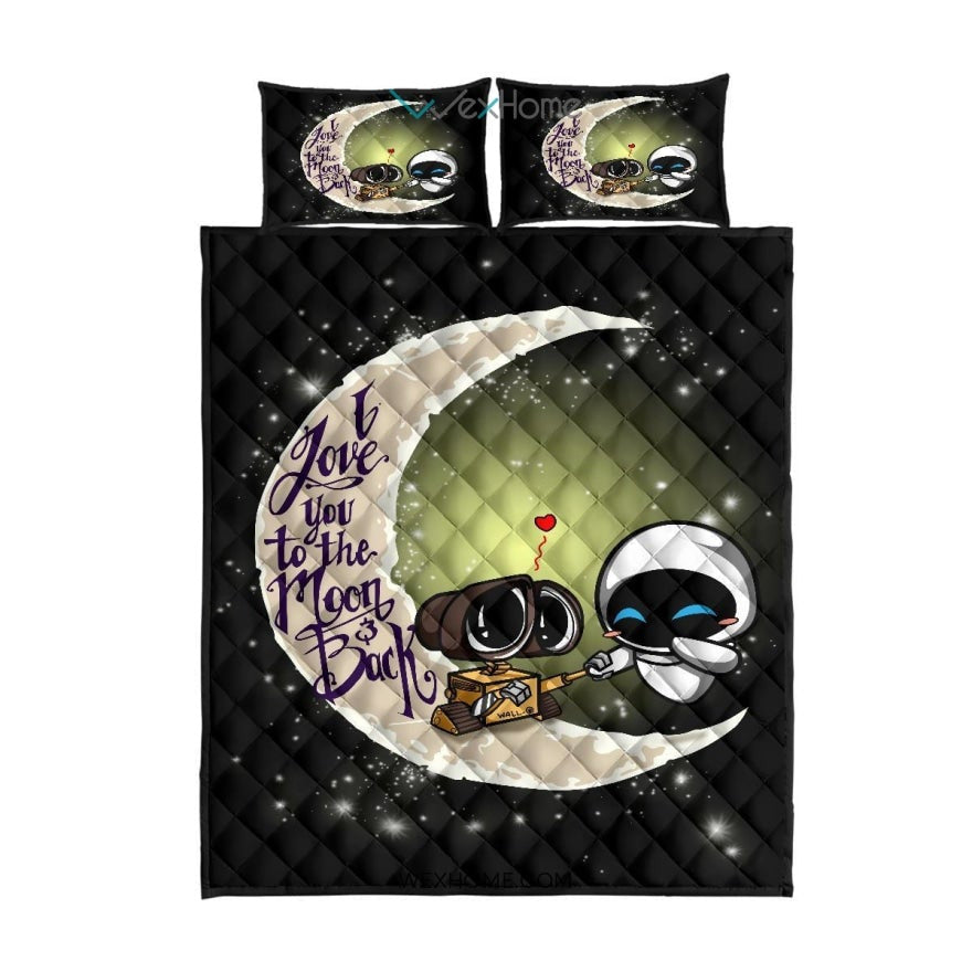 Wall E Couple To The Moon Quilt Bed Sets - Unique Design Amazing Gift
