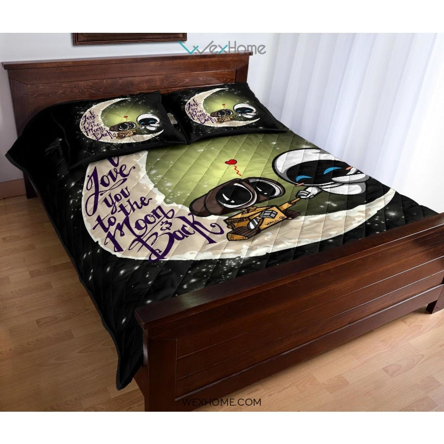 Wall E Couple To The Moon Quilt Bed Sets - Unique Design Amazing Gift