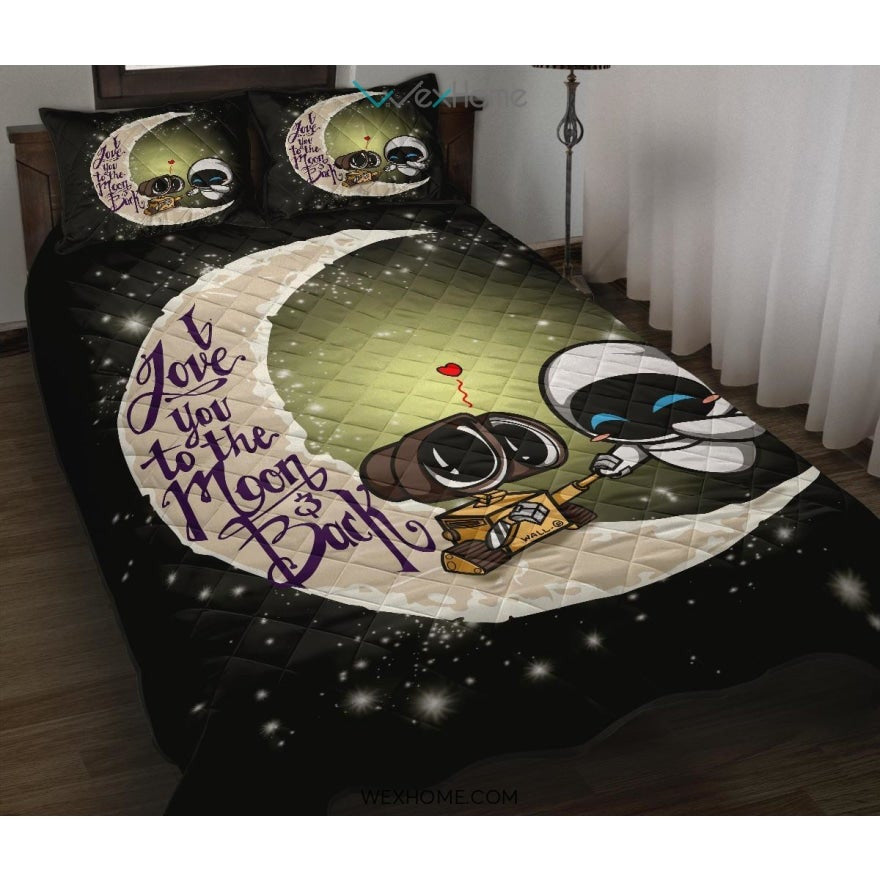 Wall E Couple To The Moon Quilt Bed Sets - Unique Design Amazing Gift