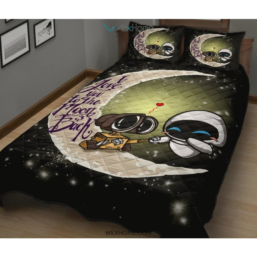 Wall E Couple To The Moon Quilt Bed Sets - Unique Design Amazing Gift