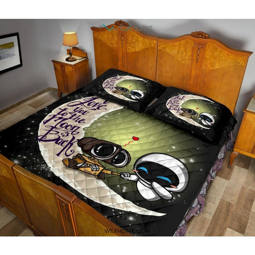 Wall E Couple To The Moon Quilt Bed Sets - Unique Design Amazing Gift