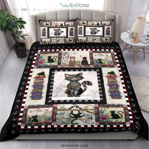 Cat Quilt Bedding - Duvet Cover And Pillowcase Set - Unique Design Amazing Gift
