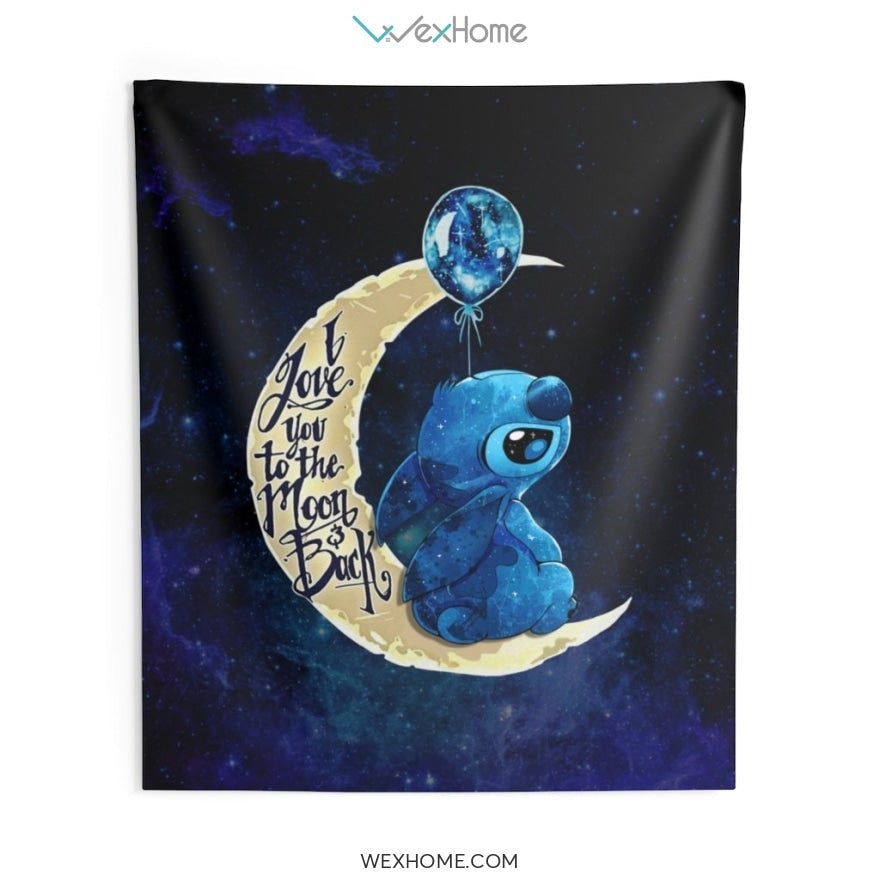 Stitch Cartoon Love You To Indoor Wall Tapestries Cute Gift Unique Design W1205