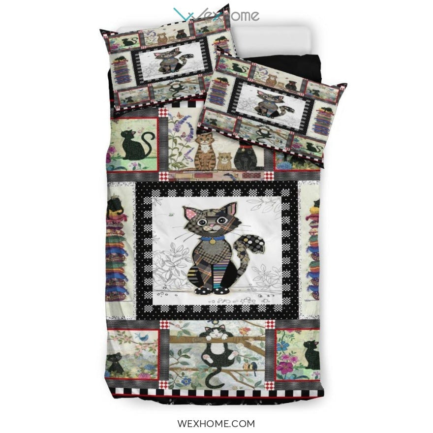 Cat Quilt Bedding - Duvet Cover And Pillowcase Set - Unique Design Amazing Gift