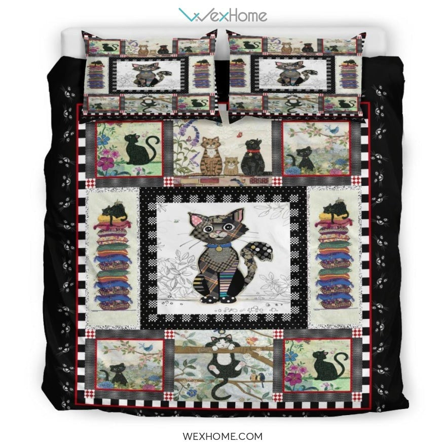 Cat Quilt Bedding - Duvet Cover And Pillowcase Set - Unique Design Amazing Gift