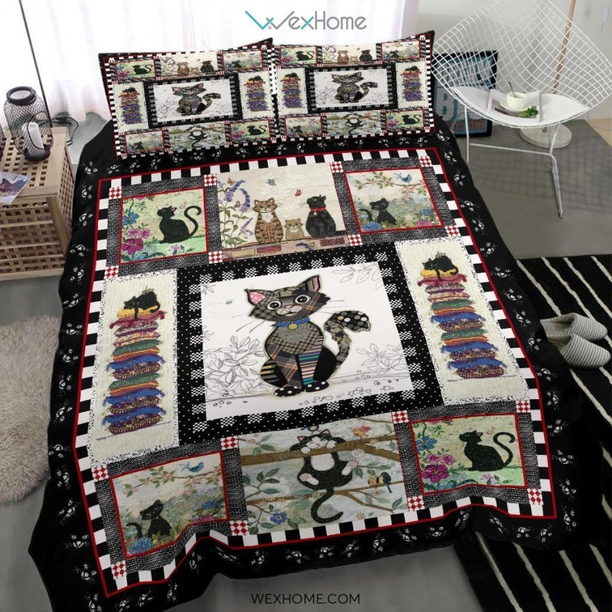 Cat Quilt Bedding - Duvet Cover And Pillowcase Set - Unique Design Amazing Gift