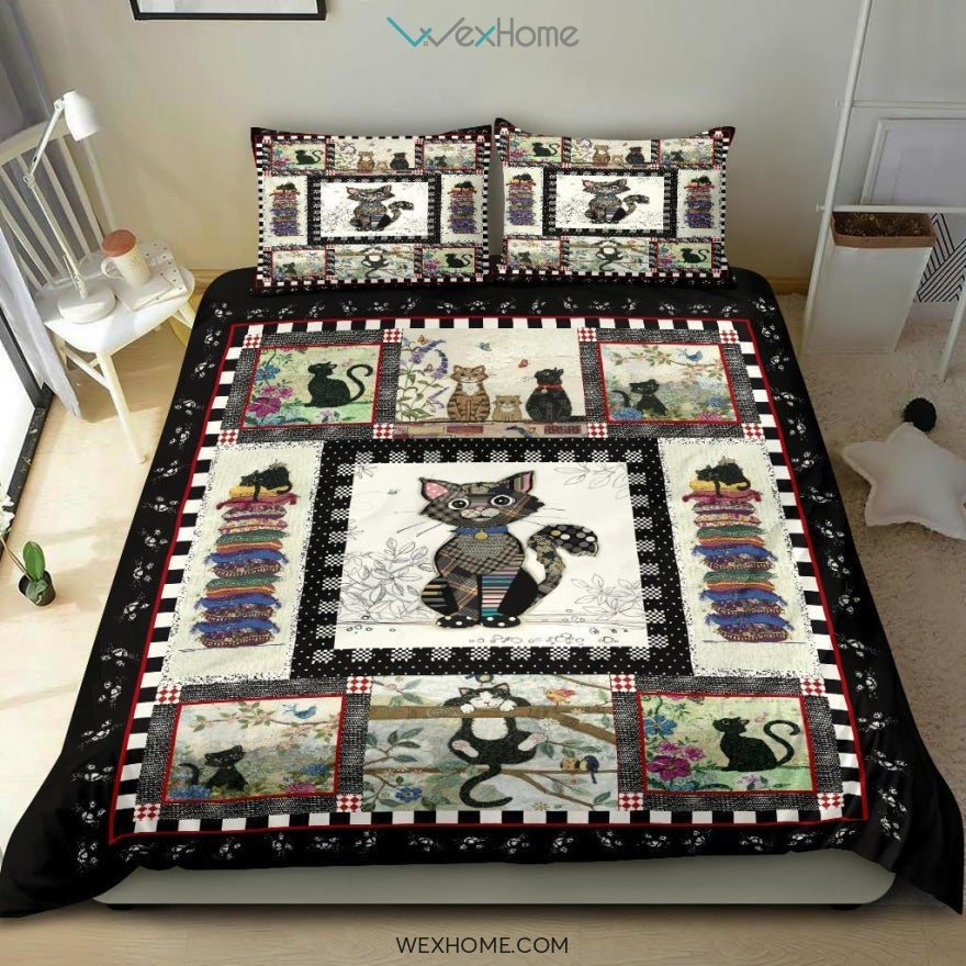 Cat Quilt Bedding - Duvet Cover And Pillowcase Set - Unique Design Amazing Gift