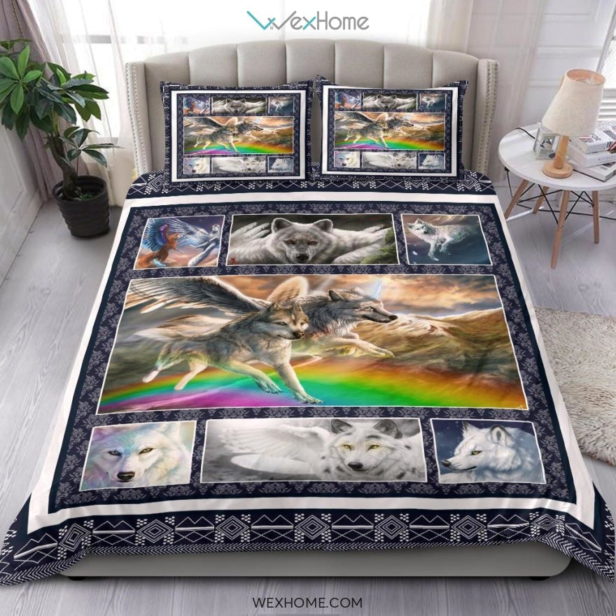 Wolf With Wings Art Bedding - Duvet Cover And Pillowcase Set - Unique Design Amazing Gift