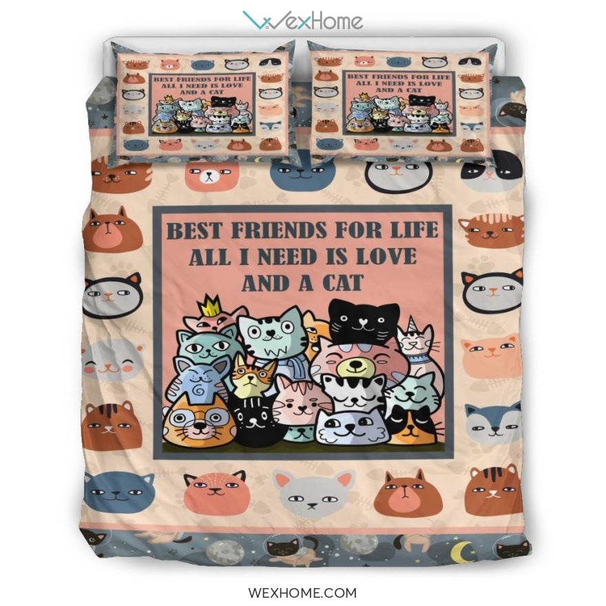 Cat Head Best Friend Bedding - Duvet Cover And Pillowcase Set - Unique Design Amazing Gift