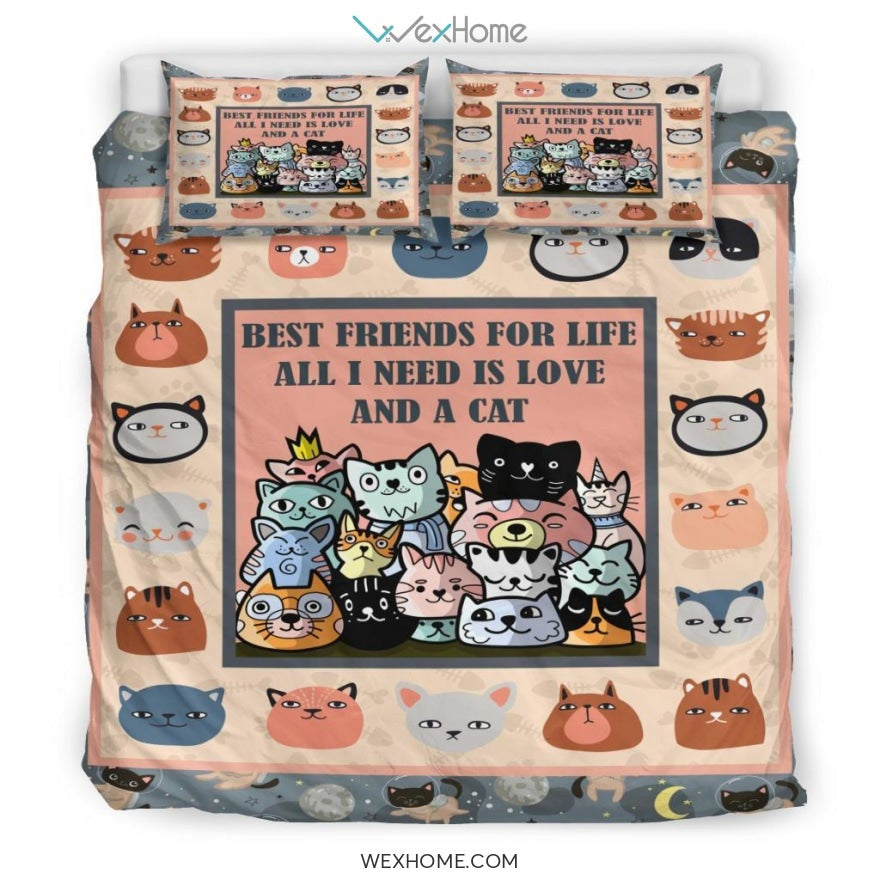 Cat Head Best Friend Bedding - Duvet Cover And Pillowcase Set - Unique Design Amazing Gift