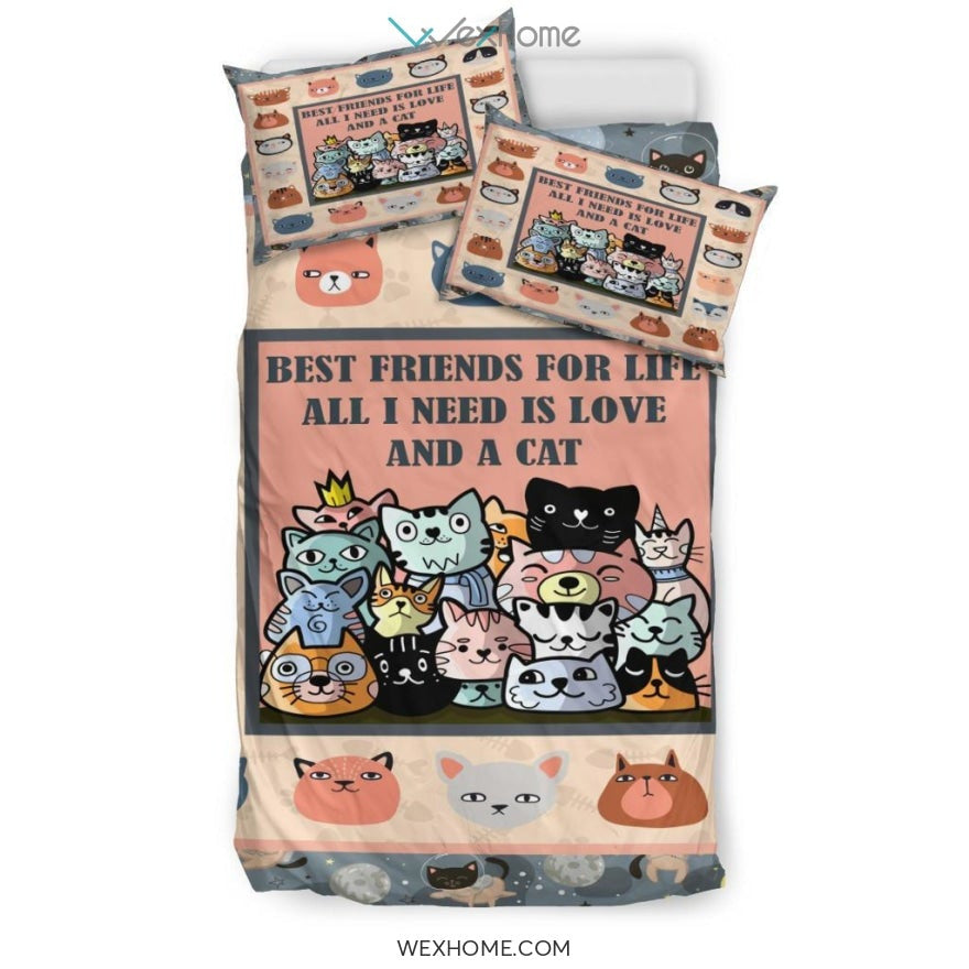 Cat Head Best Friend Bedding - Duvet Cover And Pillowcase Set - Unique Design Amazing Gift