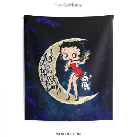 Betty Boop Cartoon With Pet Love You toIndoor Wall Tapestries unique Design W1101