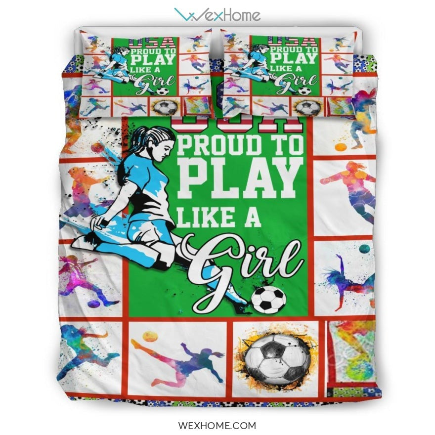 Football Soccer Women Quilt Bedding - Duvet Cover And Pillowcase Set - Unique Design Amazing Gift
