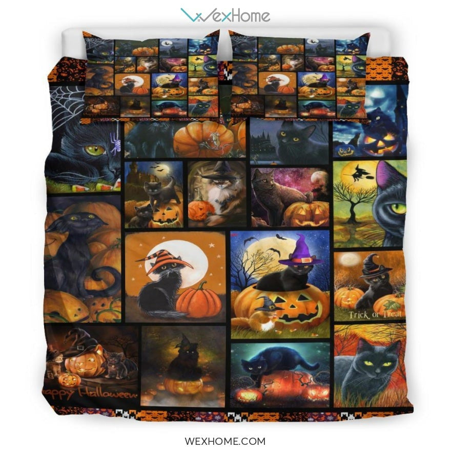 Quilt Cat Halloween Copy Bedding - Duvet Cover And Pillowcase Set - Unique Design Amazing Gift