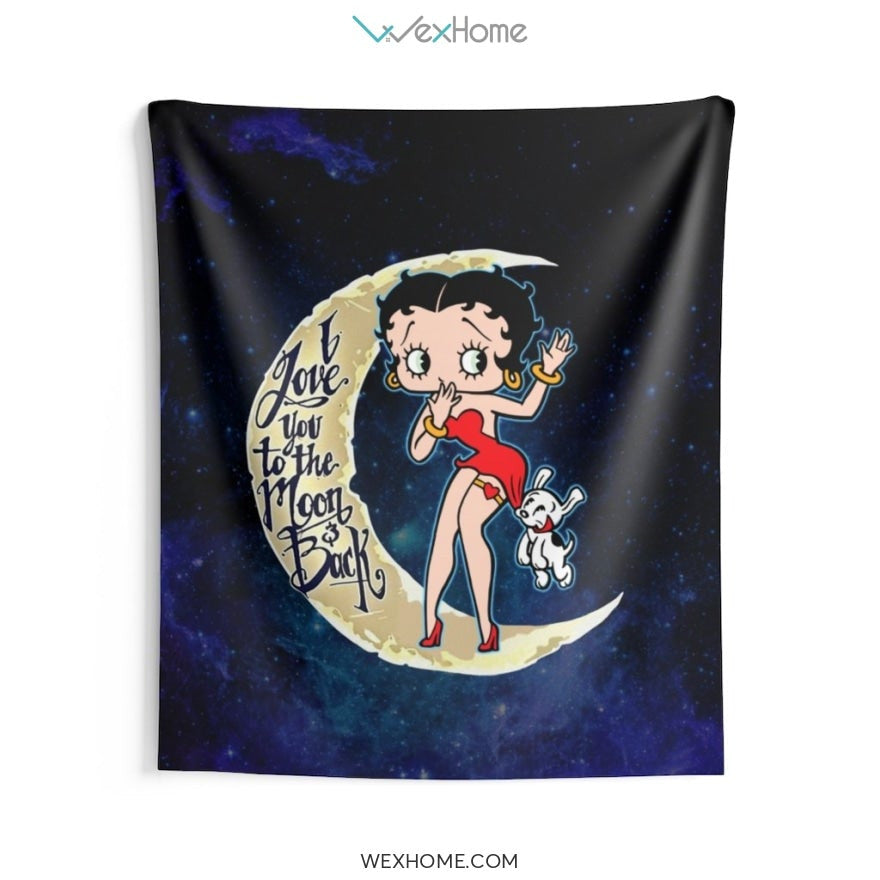 Betty Boop Cartoon With Pet Love You toIndoor Wall Tapestries unique Design W1101