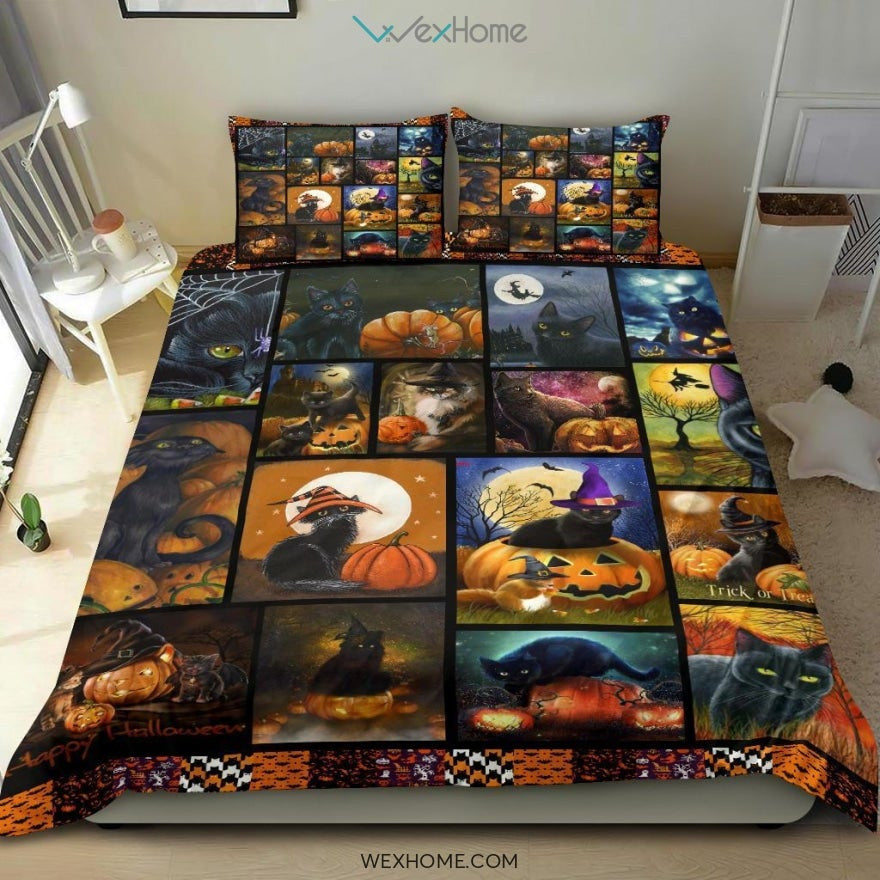 Quilt Cat Halloween Copy Bedding - Duvet Cover And Pillowcase Set - Unique Design Amazing Gift
