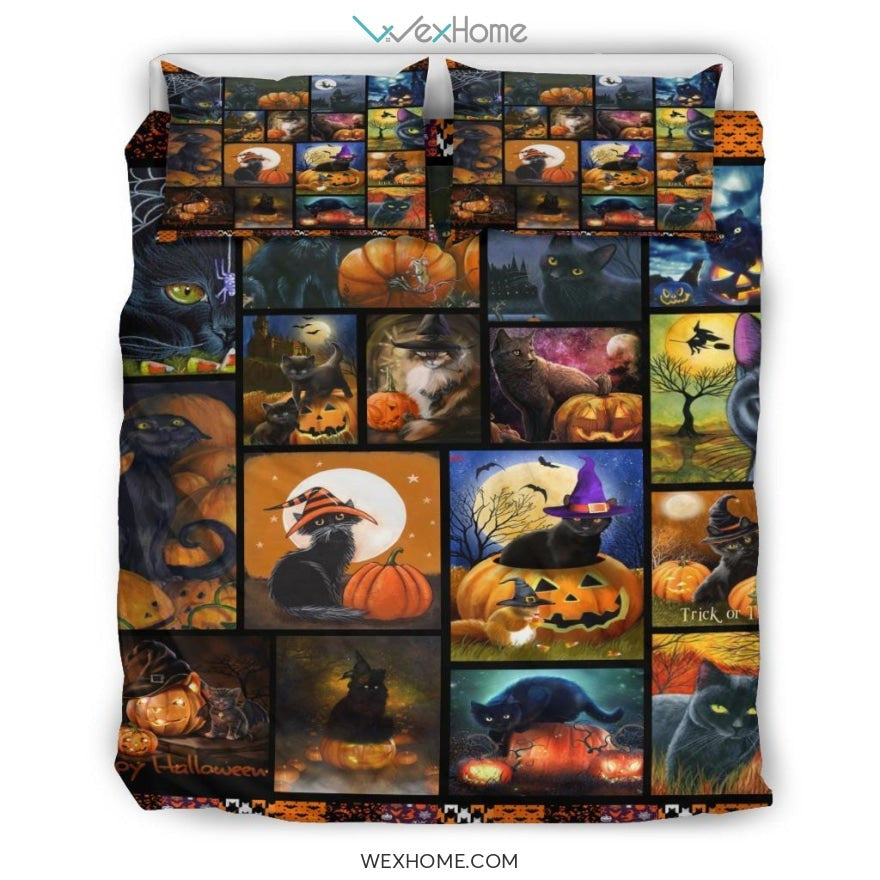 Quilt Cat Halloween Copy Bedding - Duvet Cover And Pillowcase Set - Unique Design Amazing Gift