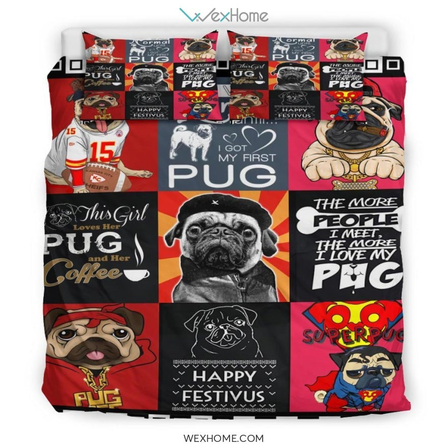 Funny Pug Bedding - Duvet Cover And Pillowcase Set - Unique Design Amazing Gift