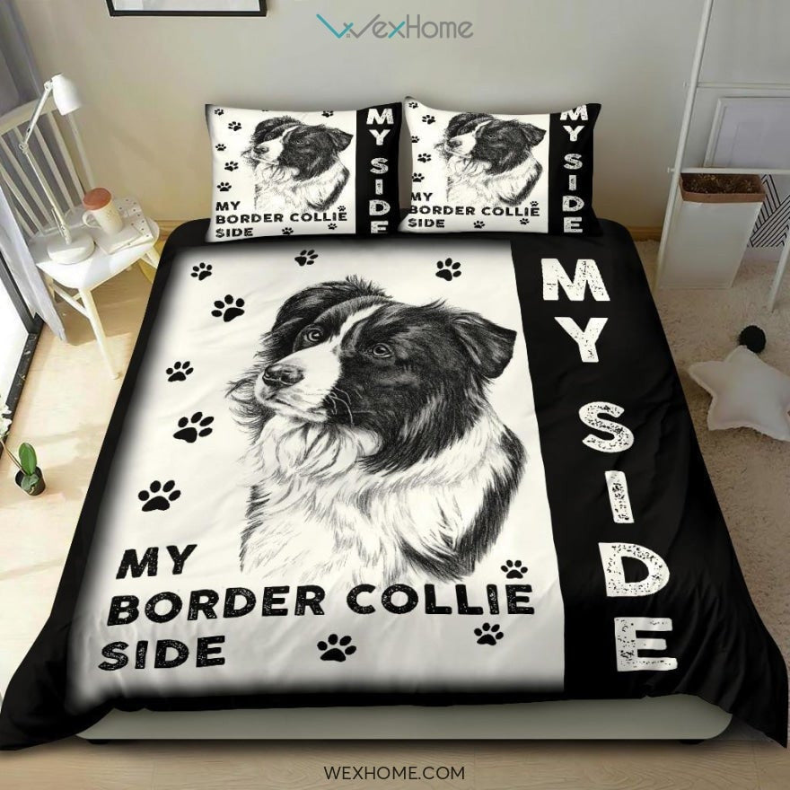 Quilt Border Collie Bedding - Duvet Cover And Pillowcase Set - Unique Design Amazing Gift