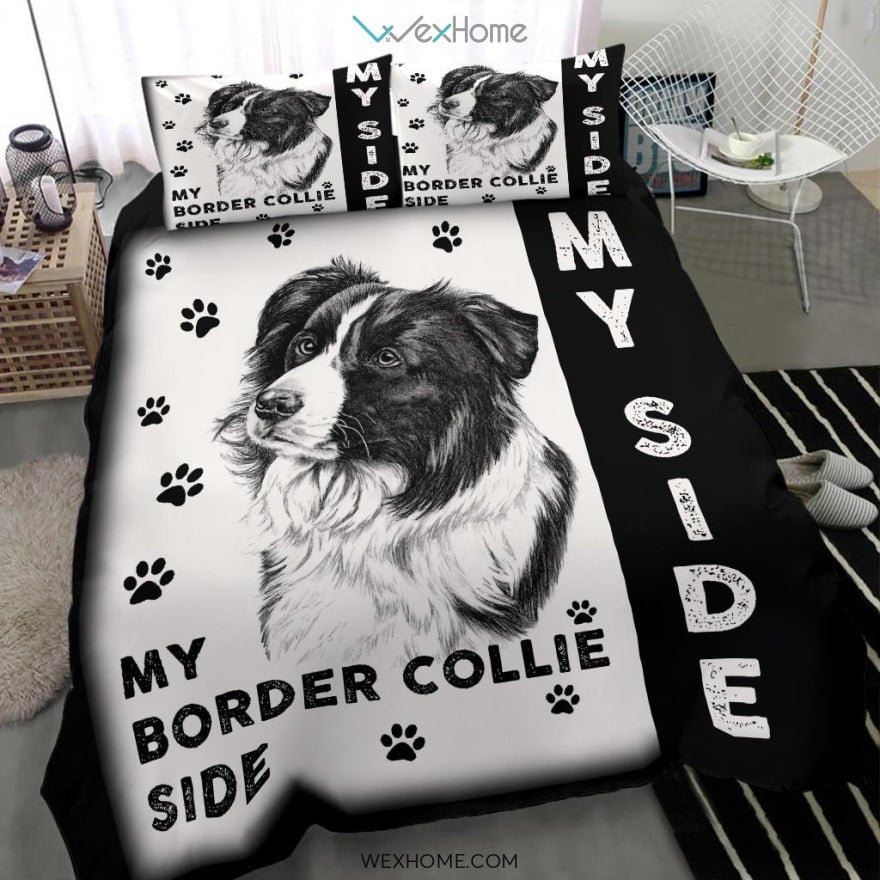 Quilt Border Collie Bedding - Duvet Cover And Pillowcase Set - Unique Design Amazing Gift