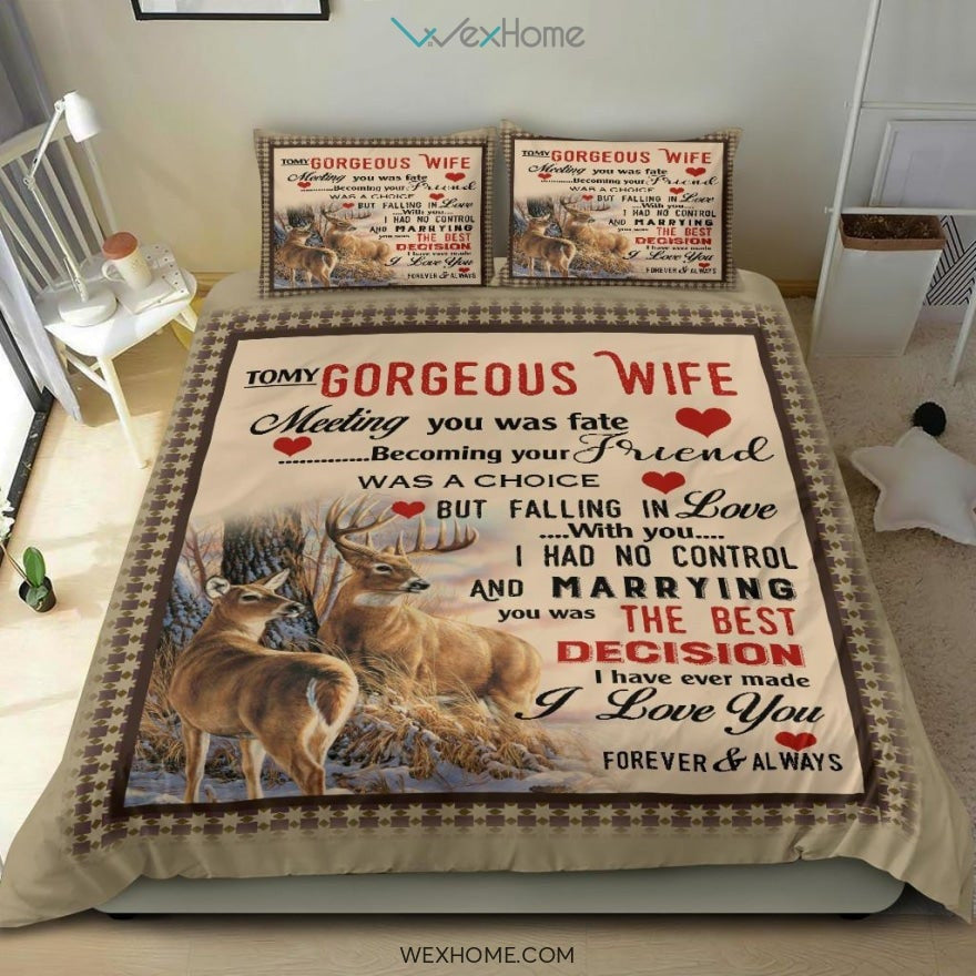 Quilt Deer Bedding - Duvet Cover And Pillowcase Set - Unique Design Amazing Gift