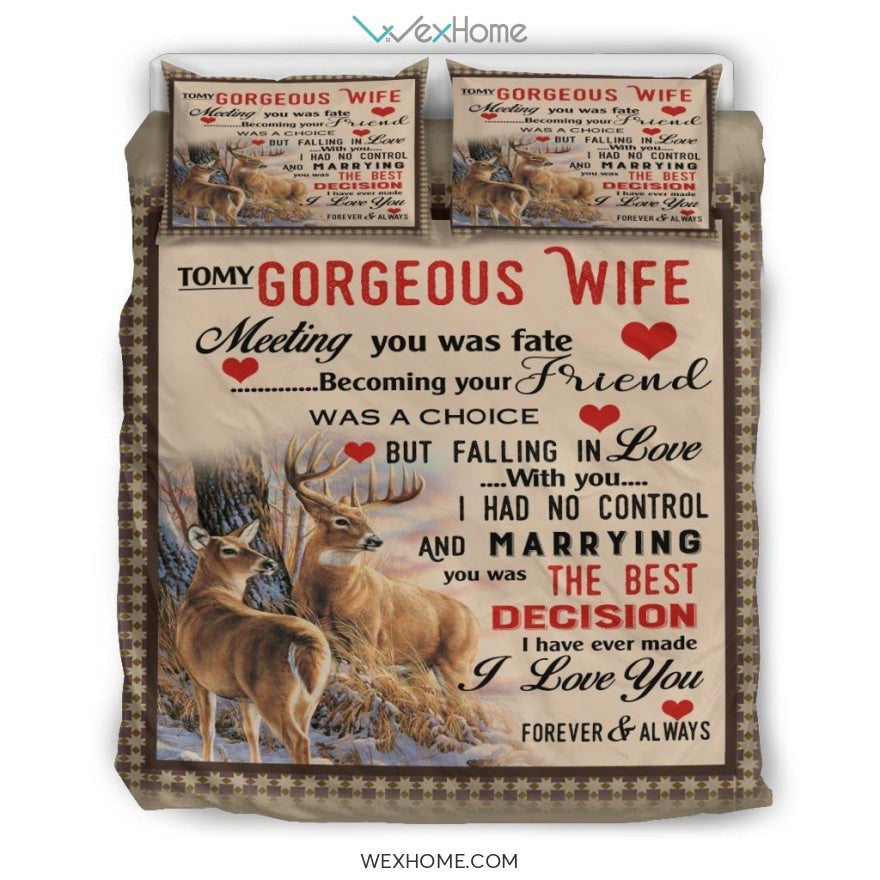 Quilt Deer Bedding - Duvet Cover And Pillowcase Set - Unique Design Amazing Gift