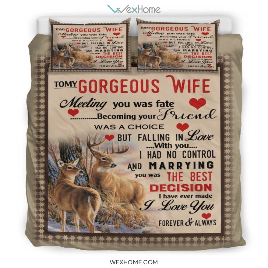 Quilt Deer Bedding - Duvet Cover And Pillowcase Set - Unique Design Amazing Gift