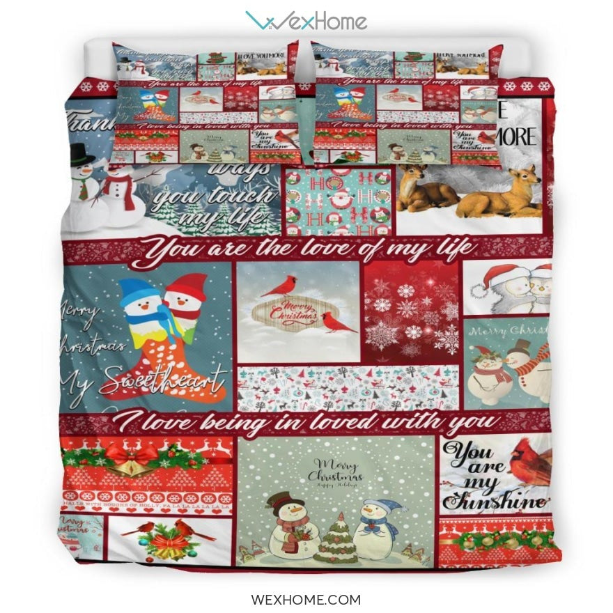 Christmas Snowman Bedding - Duvet Cover And Pillowcase Set - Unique Design Amazing Gift